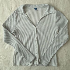 Old Navy Slim Ribbed Button-Up Shirt - Ivory Women’s